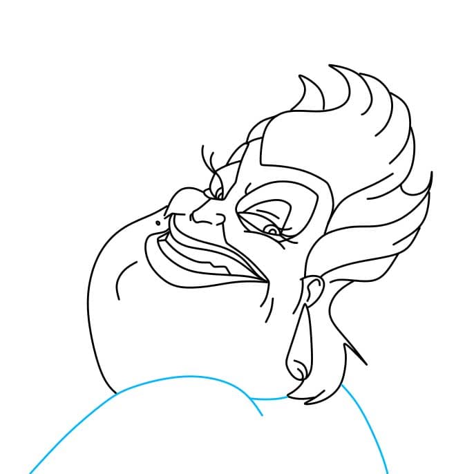 Hướng dẫn cách vẽ phù thủy biển Ursula đơn giản cho bé - Bước 5