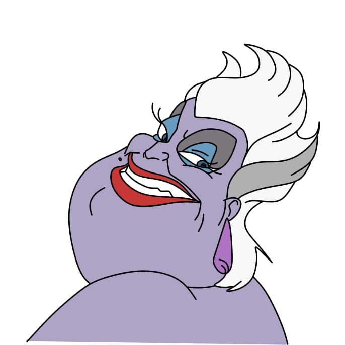 Hướng dẫn cách vẽ phù thủy biển Ursula đơn giản cho bé - Bước 6