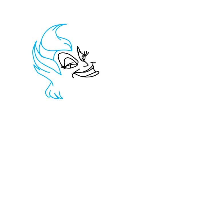 Hướng dẫn vẽ dễ dàng : phù thủy Ursula - Bước 2