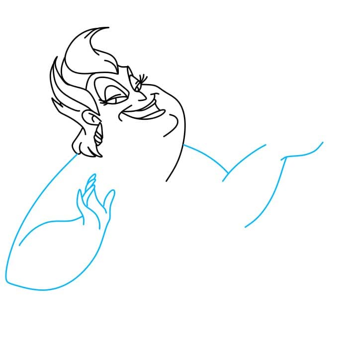 Hướng dẫn vẽ dễ dàng : phù thủy Ursula - Bước 4