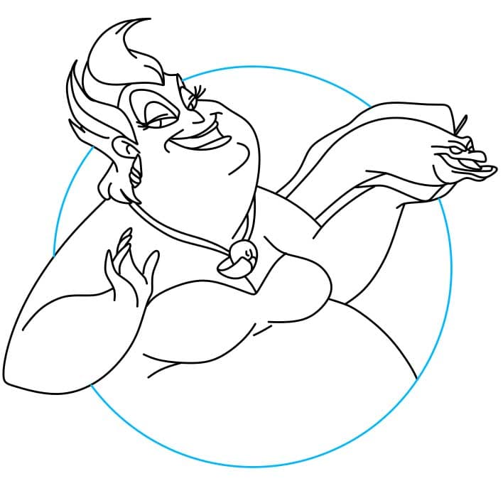 Hướng dẫn vẽ dễ dàng : phù thủy Ursula - Bước 6