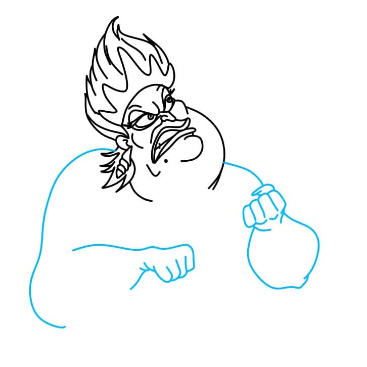 Hướng dẫn cách vẽ Ursula chi tiết từng bước cho bé - Bước 4