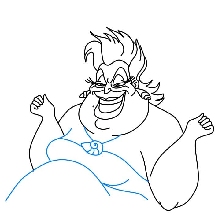 Hướng dẫn vẽ phù thủy Ursula đáng sợ - Bước 6