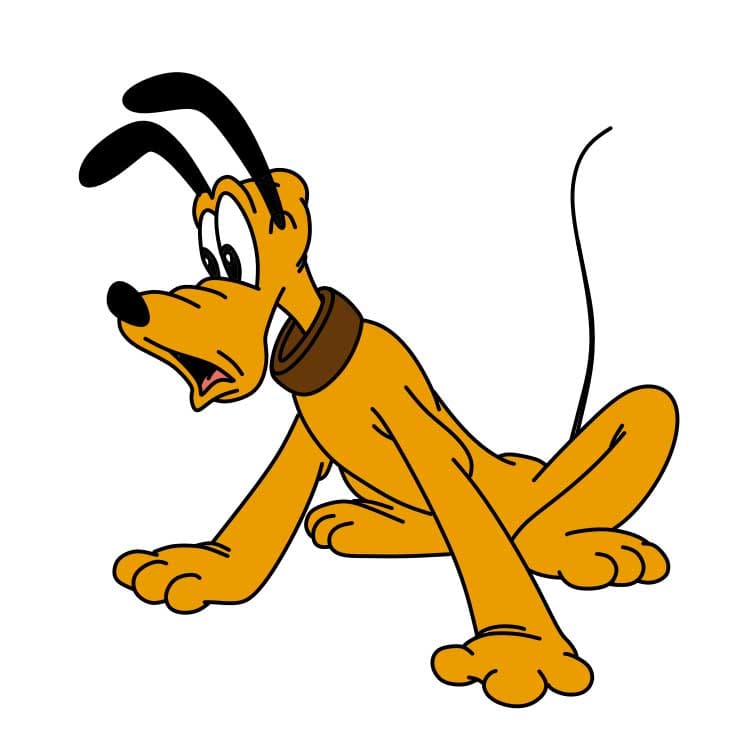 Hướng dẫn vẽ chú chó Pluto đang ngồi cho bé - Bước 6