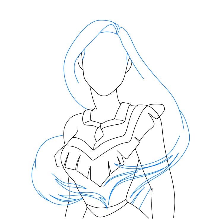 Hướng dẫn cách vẽ nhân vật Pocahontas đơn giản - Bước 4