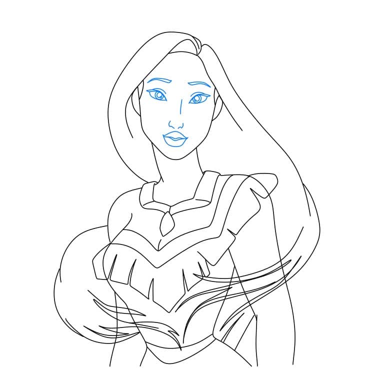 Hướng dẫn cách vẽ nhân vật Pocahontas đơn giản - Bước 5