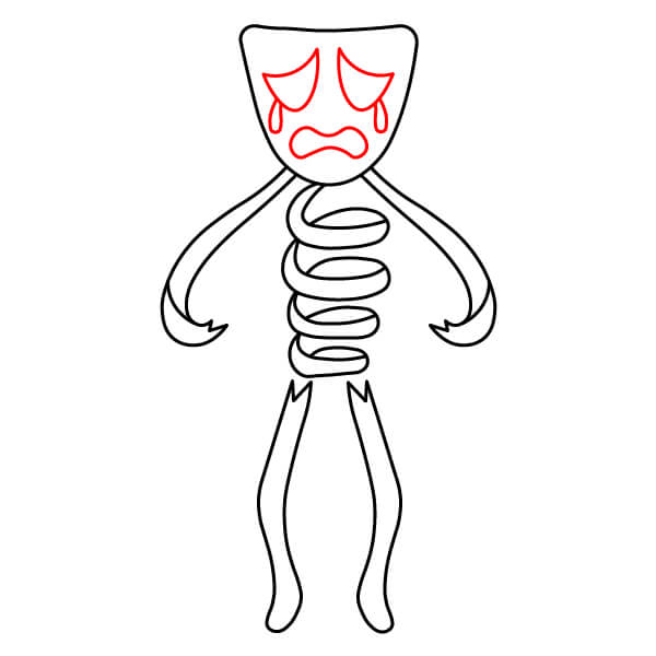 Hướng dẫn vẽ nhân vật Gangle đơn giản cho người mới bắt đầu. - Khuôn mặt buồn của mặt nạ