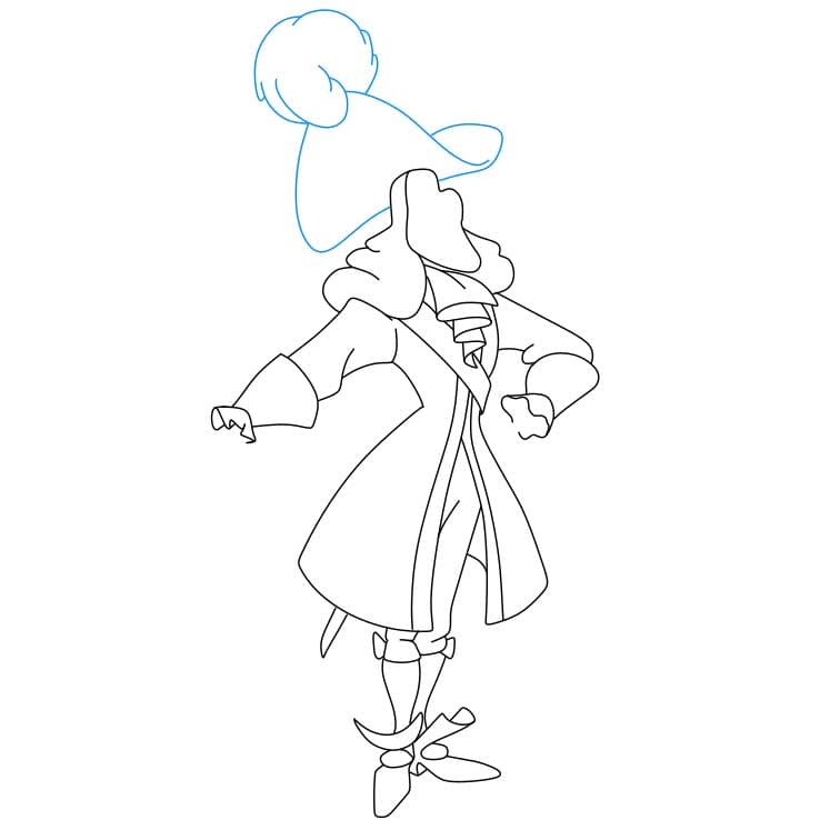 Hướng dẫn cách vẽ nhân vật thuyền trưởng Hook đơn giản cho bé - Bước 5