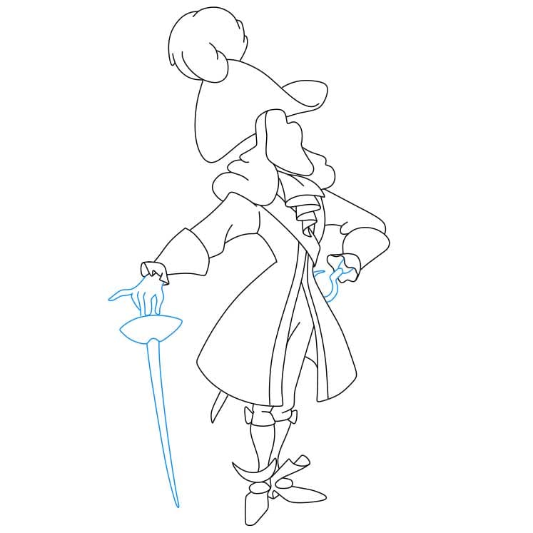 Hướng dẫn cách vẽ nhân vật thuyền trưởng Hook đơn giản cho bé - Bước 6