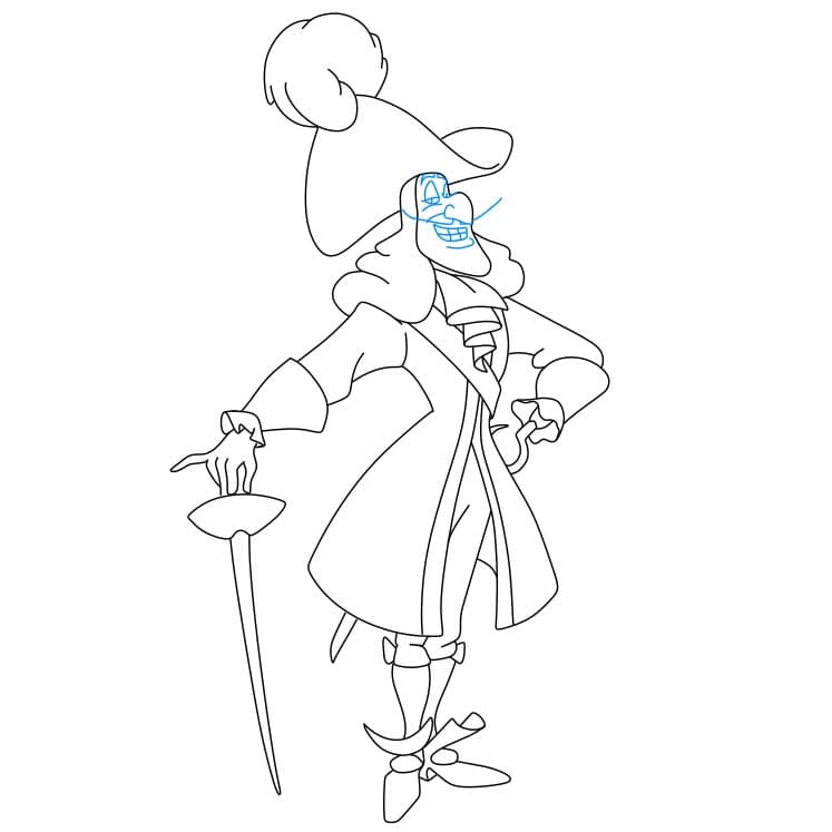 Hướng dẫn cách vẽ nhân vật thuyền trưởng Hook đơn giản cho bé - Bước 7