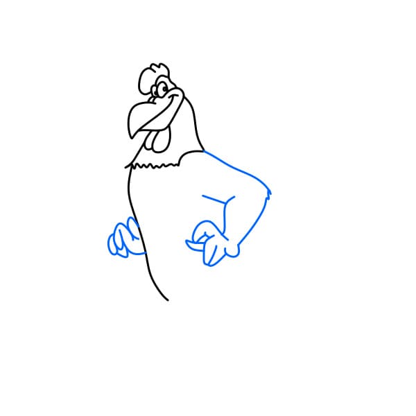 Hướng dẫn vẽ chú gà Foghorn Leghorn đơn giản và thân thiện cho bé - Bước 6