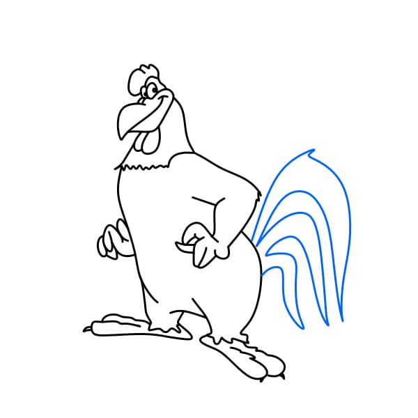 Hướng dẫn vẽ chú gà Foghorn Leghorn đơn giản và thân thiện cho bé - Bước 8