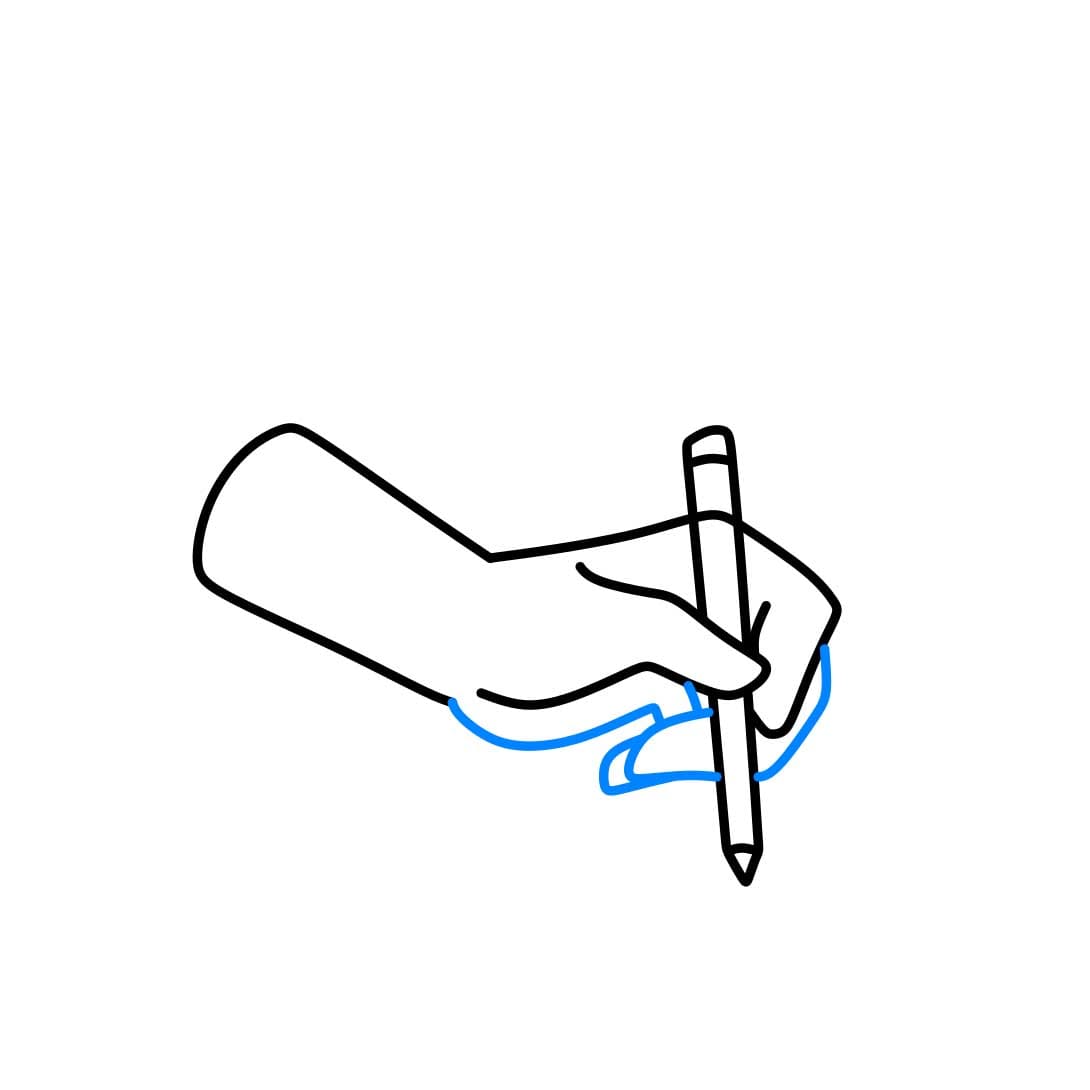 Hướng dẫn cách vẽ bàn tay đang cầm bút đơn giản cho bé - Bước 5