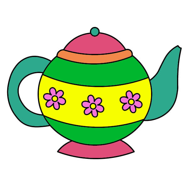 Hướng dẫn từng bước cách vẽ ấm trà cho trẻ em