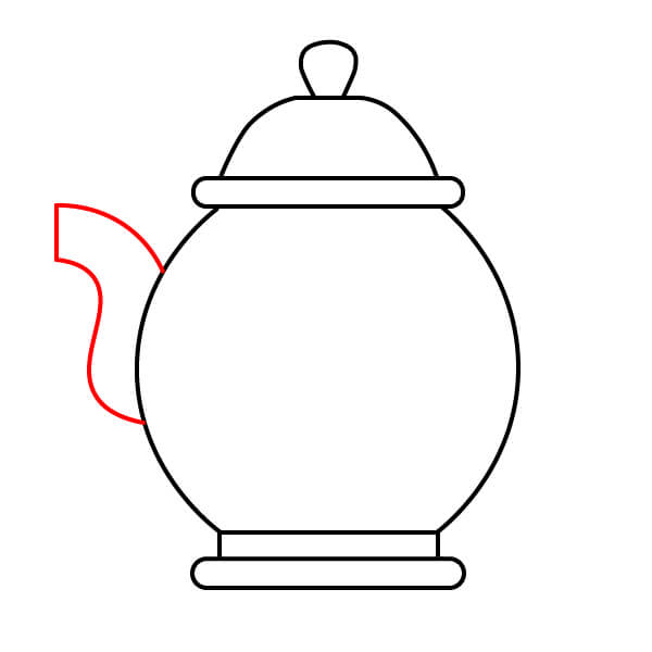 Vẽ ấm trà theo các bước đơn giản - Vẽ vòi ấm