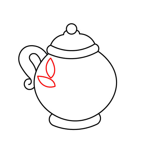 Bài học vẽ ấm trà đẹp dành cho trẻ em - Vẽ Lá