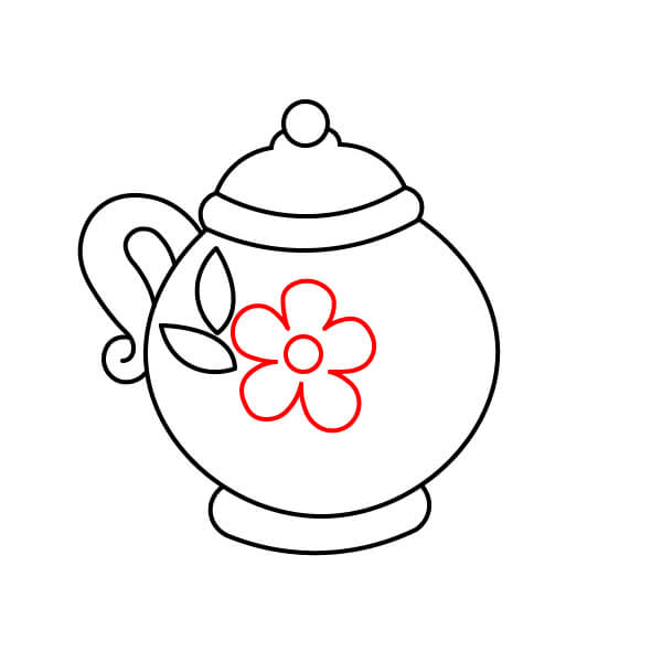 Bài học vẽ ấm trà đẹp dành cho trẻ em - Vẽ bông hoa