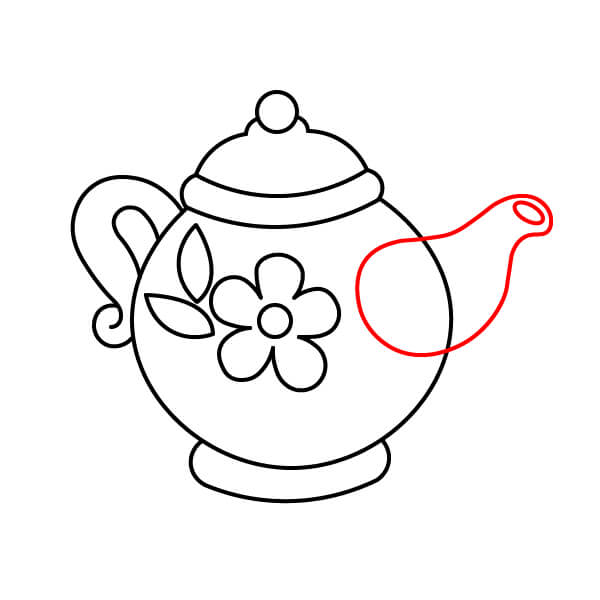 Bài học vẽ ấm trà đẹp dành cho trẻ em - Vẽ vòi ấm