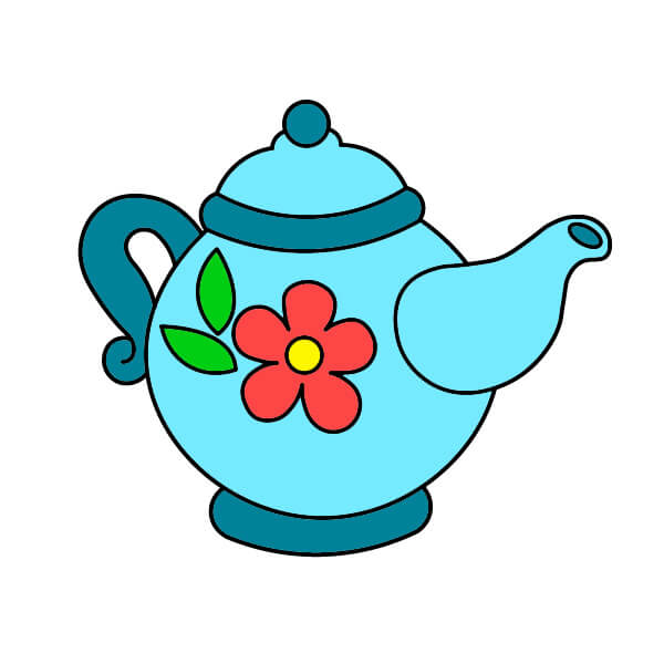 Bài học vẽ ấm trà đẹp dành cho trẻ em - Tô màu ấm trà