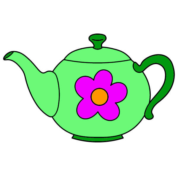 Cách đơn giản để vẽ ấm trà cho trẻ em - Tô màu ấm trà