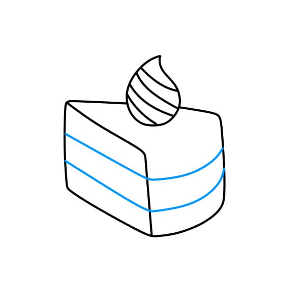 Hướng dẫn vẽ miếng bánh sinh nhật trông thật ngon miệng - Bước 3