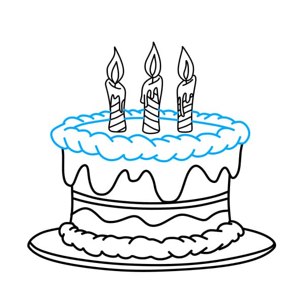 Hướng dẫn vẽ chiếc bánh sinh nhật socola - Bước 6