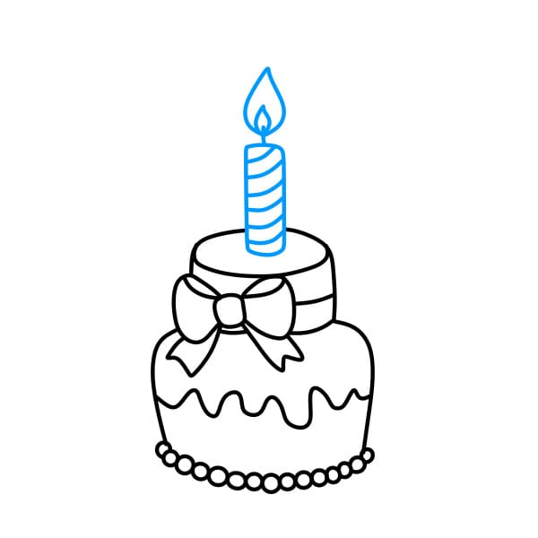 Hướng dẫn vẽ chiếc bánh sinh nhật đơn giản - Bước 5