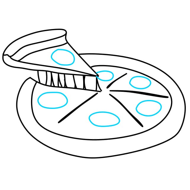 Hướng dẫn vẽ bánh Pizaa đơn giản - Bước 6