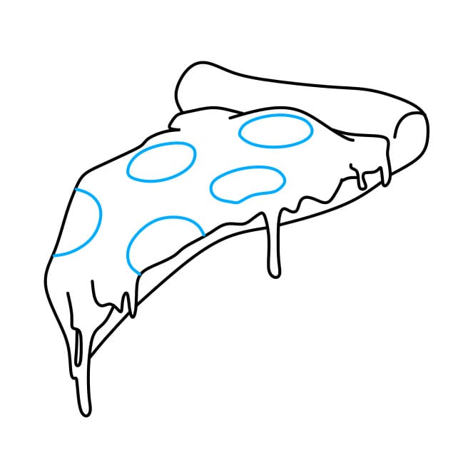 Hướng dẫn vẽ miếng bánh Pizza thật hấp dẫn - Bước 3