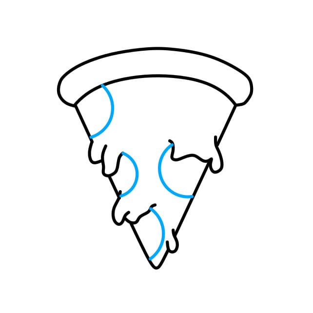 Hướng dẫn vẽ miếng bánh Pizza ngộ nghĩnh - Bước 3