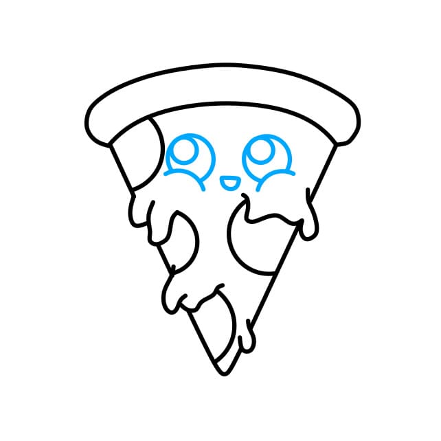 Hướng dẫn vẽ miếng bánh Pizza ngộ nghĩnh - Bước 4