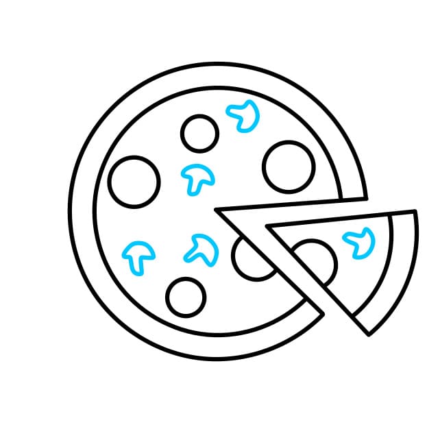 Hướng dẫn vẽ đĩa Pizza - Bước 5