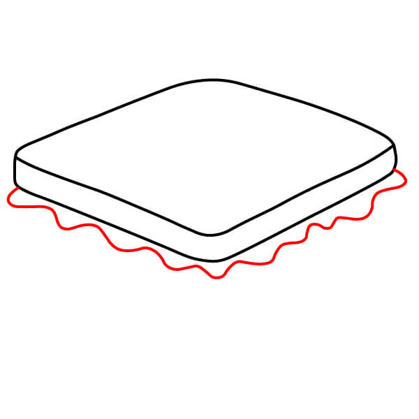 Cách vẽ một chiếc bánh sandwich – Hướng dẫn từng bước dễ hiểu - Thêm rau diếp bên dưới bánh mì: