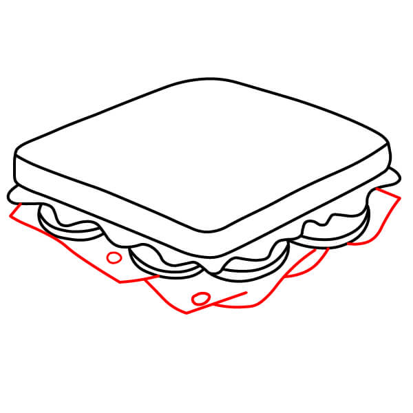 Cách vẽ một chiếc bánh sandwich – Hướng dẫn từng bước dễ hiểu - Thêm các lát phô mai: