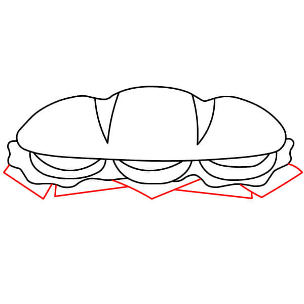 Hình vẽ bánh mì Sandwich đơn giản dành cho trẻ em - Bước 5