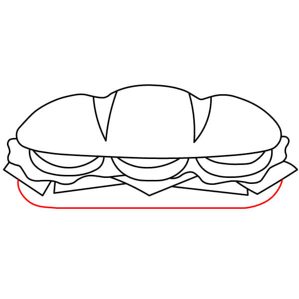Hình vẽ bánh mì Sandwich đơn giản dành cho trẻ em - Bước 6