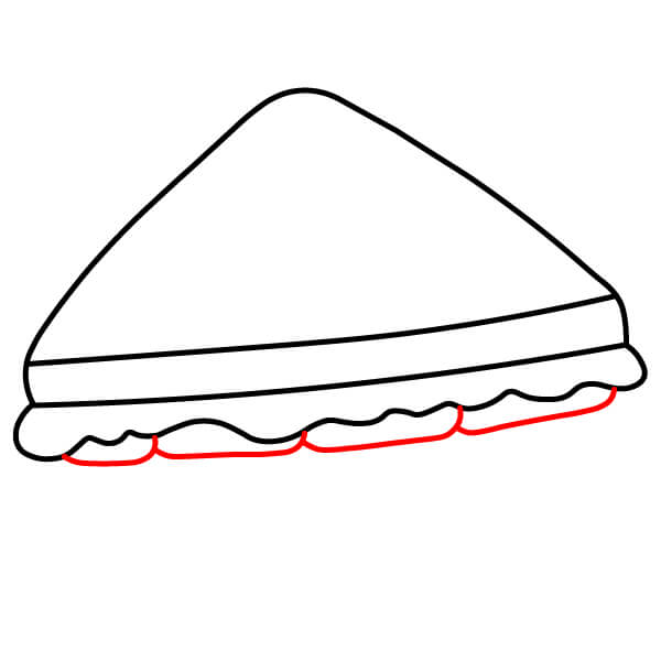 Hướng dẫn vẽ món bánh mì Sandwich kinh điển cho trẻ em - Bước 3