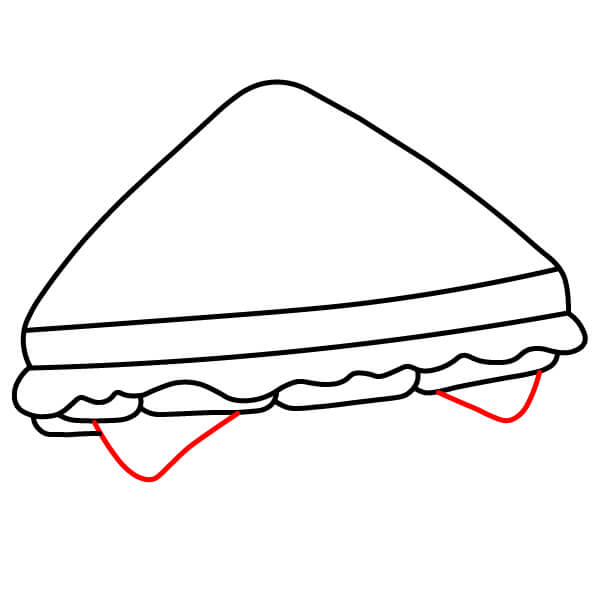 Hướng dẫn vẽ món bánh mì Sandwich kinh điển cho trẻ em - Bước 4