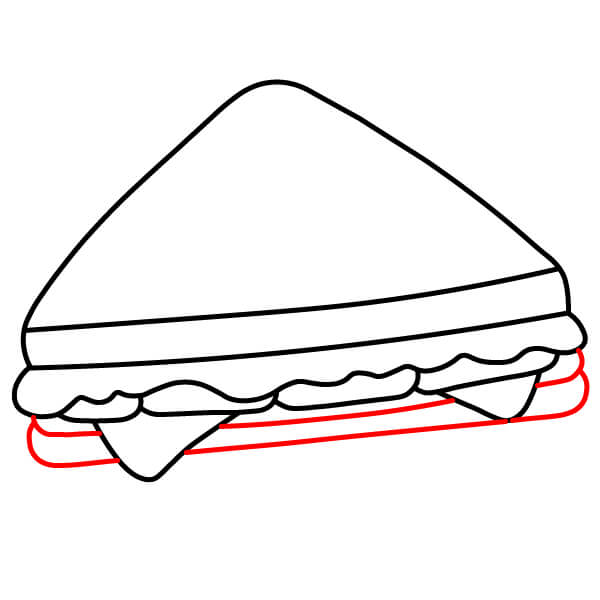 Hướng dẫn vẽ món bánh mì Sandwich kinh điển cho trẻ em - Bước 5