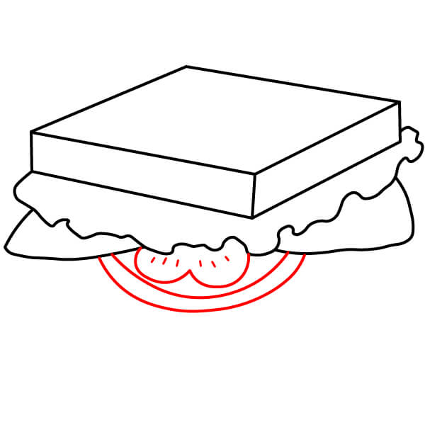 Hướng dẫn vẽ bánh sandwich đơn giản dành cho trẻ em - Bước 4