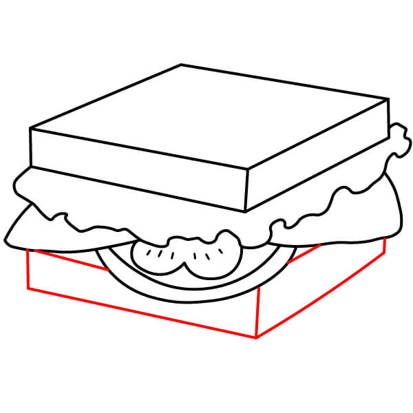 Hướng dẫn vẽ bánh sandwich đơn giản dành cho trẻ em - Bước 5