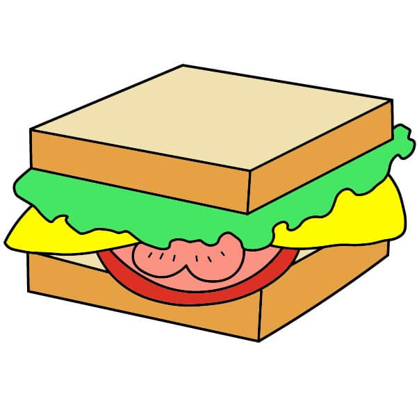 Hướng dẫn vẽ bánh sandwich đơn giản dành cho trẻ em - Bước 6