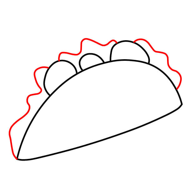 Hướng dẫn vẽ món Taco đơn giản dành cho trẻ em từng bước một - Bước 3