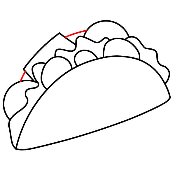 Hướng dẫn vẽ món Taco đơn giản dành cho trẻ em từng bước một - Bước 6