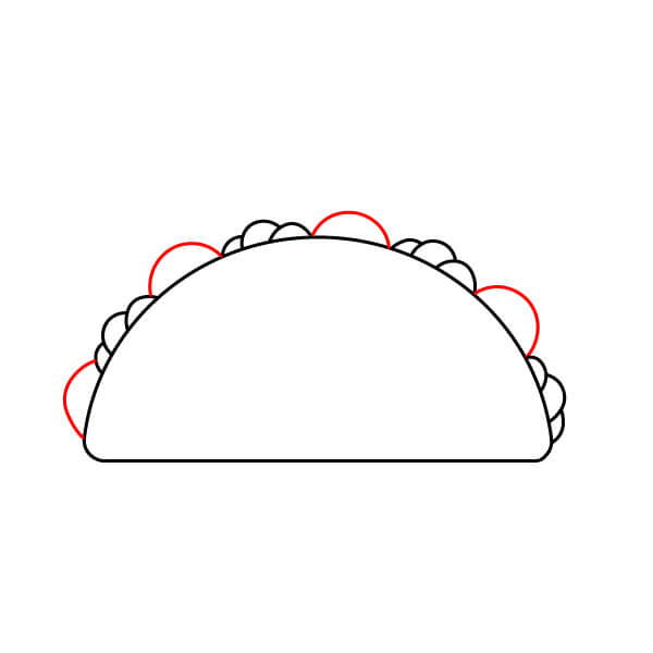 Hướng dẫn từng bước vẽ một chiếc bánh Taco - Bước 3