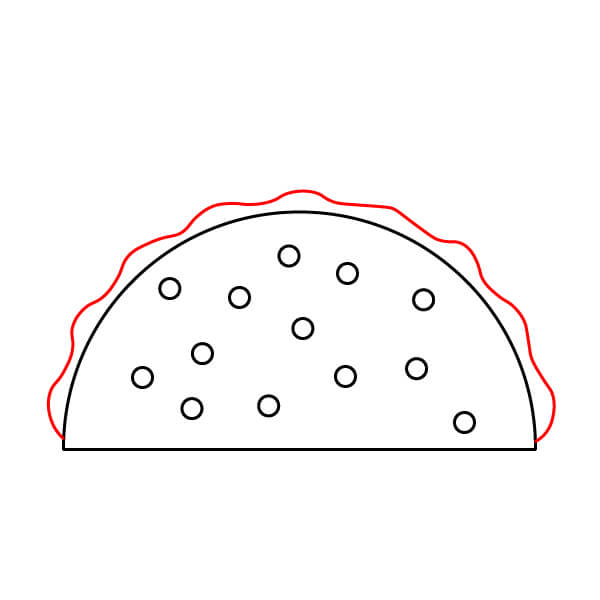 Hướng dẫn vẽ món Taco vui nhộn và đơn giản dành cho trẻ em - Bước 3