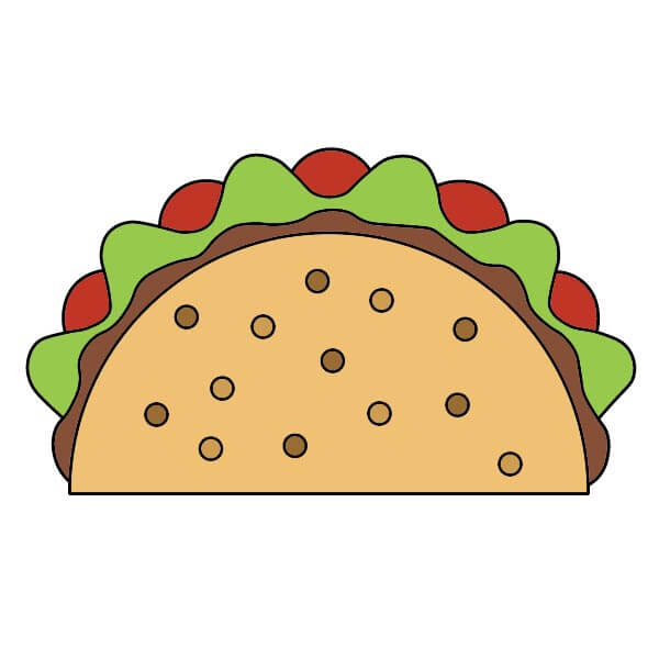 Hướng dẫn vẽ món Taco vui nhộn và đơn giản dành cho trẻ em