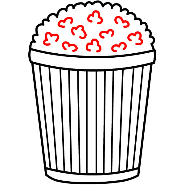 Hướng dẫn cách vẽ xô đựng bỏng ngô từng bước một - Bước 6