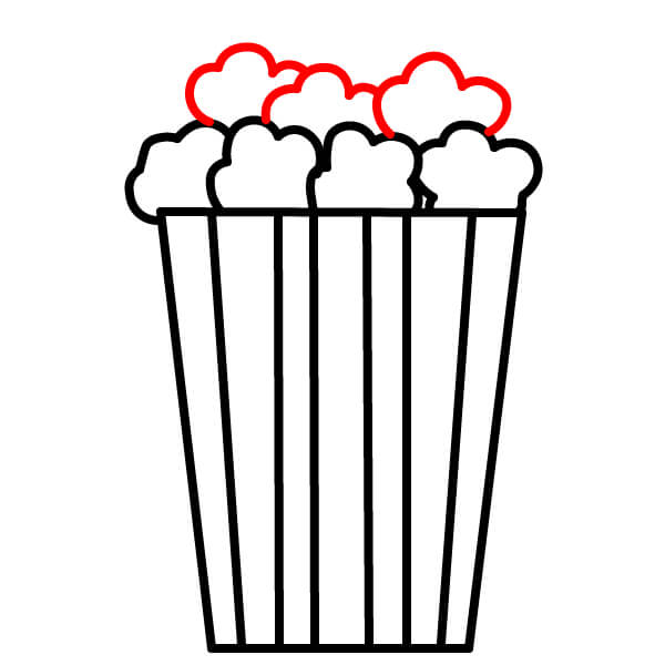 Hướng dẫn vẽ bắp rang bơ đơn giản dành cho trẻ em - Bước 4