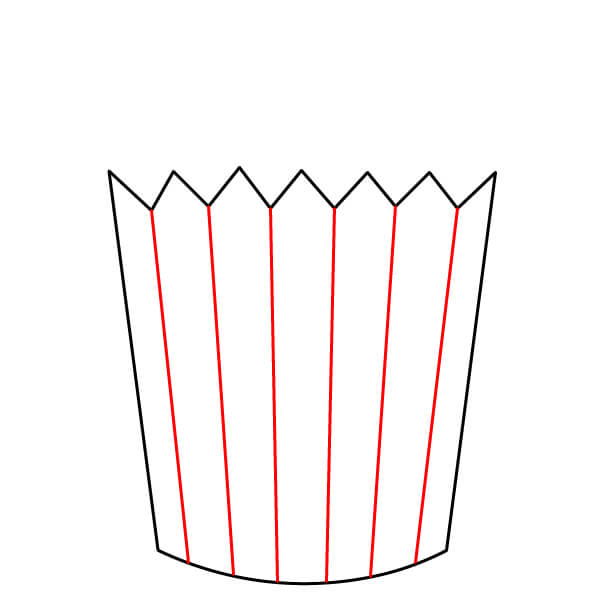 Vẽ một chiếc xô đựng bỏng ngô – Hướng dẫn đơn giản dành cho trẻ em - Bước 2